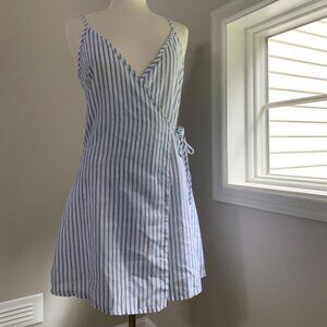 Blue and White Stripe Wrap Dress